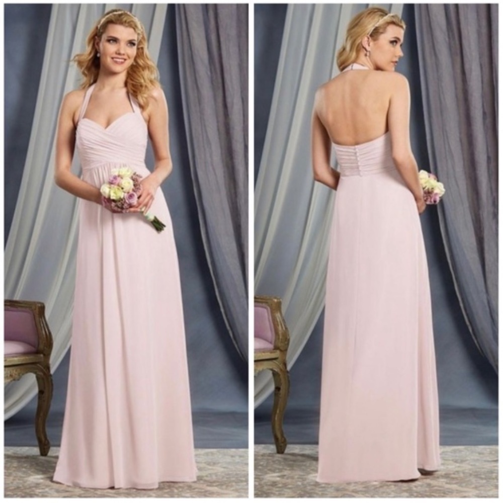 Alfred Angelo Ballerina Pink Style 7372L‎ Draped Empire Long Bridesmaid Dress
